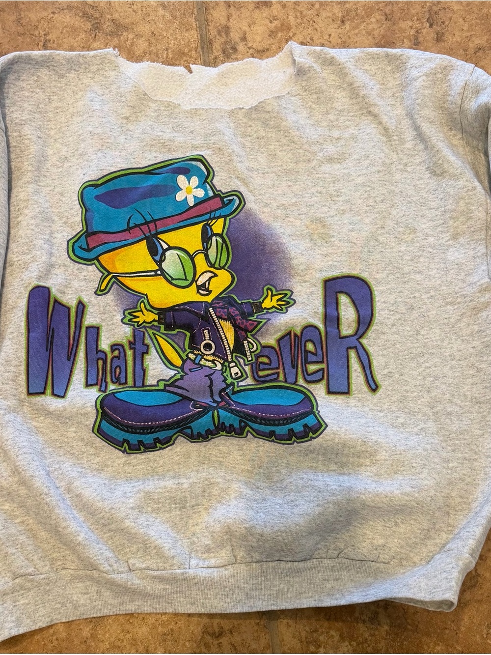 Tweety "Whatever" Graphic Sweatshirt - Gray